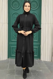 Black Hijab Dress 5812S - Thumbnail
