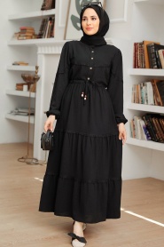 Black Hijab Dress 63250S - Thumbnail
