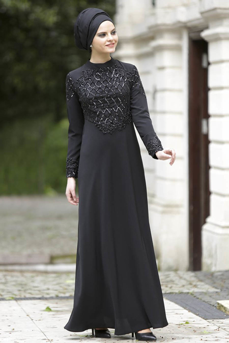 Black Hijab Dress 6990S