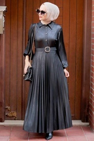 Black Hijab Dress 7630S - Thumbnail