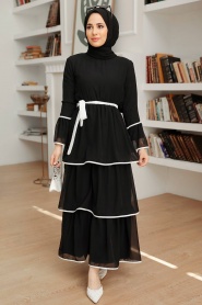 Black Hijab Dress 90160S - Thumbnail