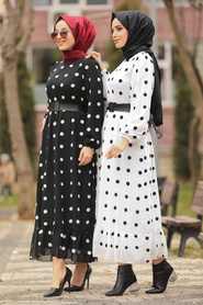 Black Hijab Dress 8725S - Thumbnail