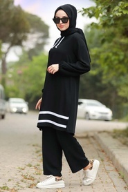 Black Hijab Dual Suit Dress 10212S - Thumbnail