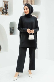 Black Hijab Dual Suit Dress 13010S - Thumbnail