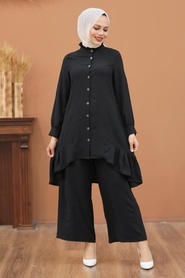 Black Hijab Dual Suit Dress 2428S - Thumbnail