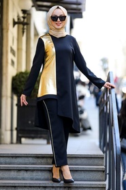 Black Hijab Dual Suit Dress 5533S - Thumbnail