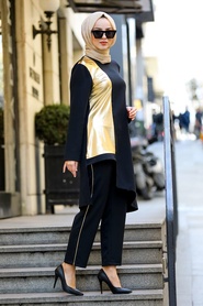 Black Hijab Dual Suit Dress 5533S - Thumbnail