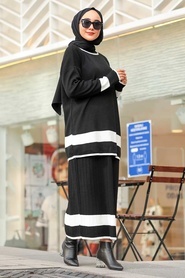 Black Hijab Dual Suit Dress 9681S - Thumbnail