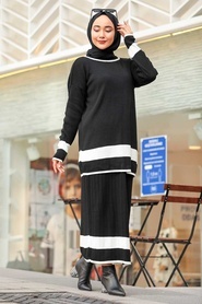 Black Hijab Dual Suit Dress 9681S - Thumbnail