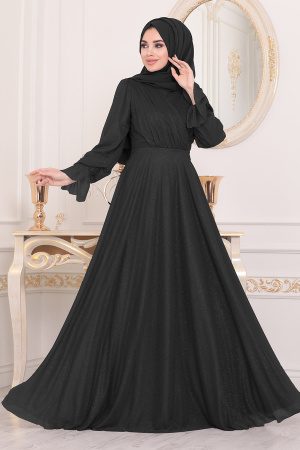 Neva Style - Plus Size Black Hijab Engagement Dress 22202S - 1