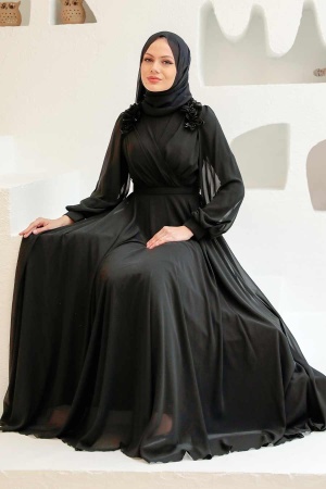 Neva Style - Long Black Muslim Evening Dress 22232S - 2