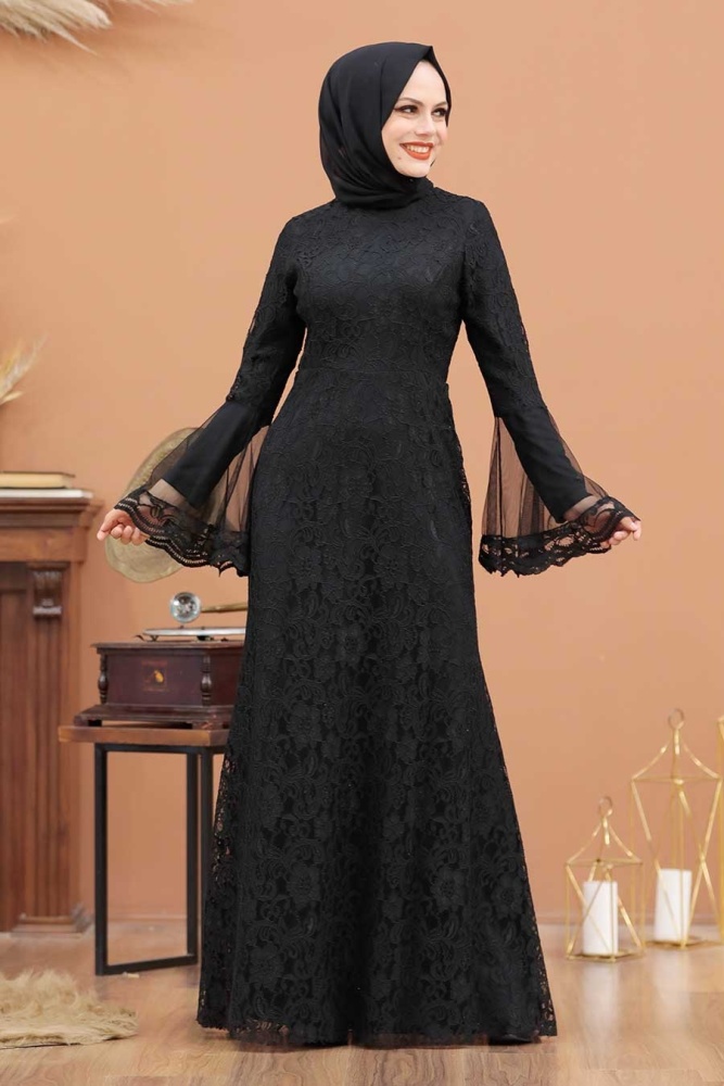 Neva Style - Modern Black Islamic Clothing Wedding Dress 2567S - 2