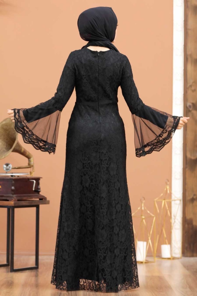 Neva Style - Modern Black Islamic Clothing Wedding Dress 2567S - 3