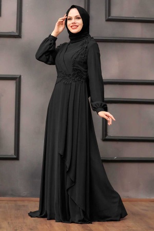 Neva Style - Long Black Muslim Wedding Dress 25791S - 1