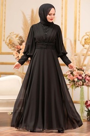Neva Style - Long Black Muslim Bridesmaid Dress 25810S - Thumbnail