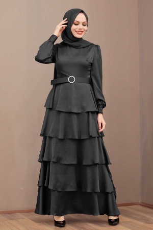 Neva Style - Black Turkish Hijab Muslim Evening Dress 3037S - 1