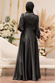 Neva Style - Satin Black Muslim Fashion Wedding Dress 31290S - Thumbnail