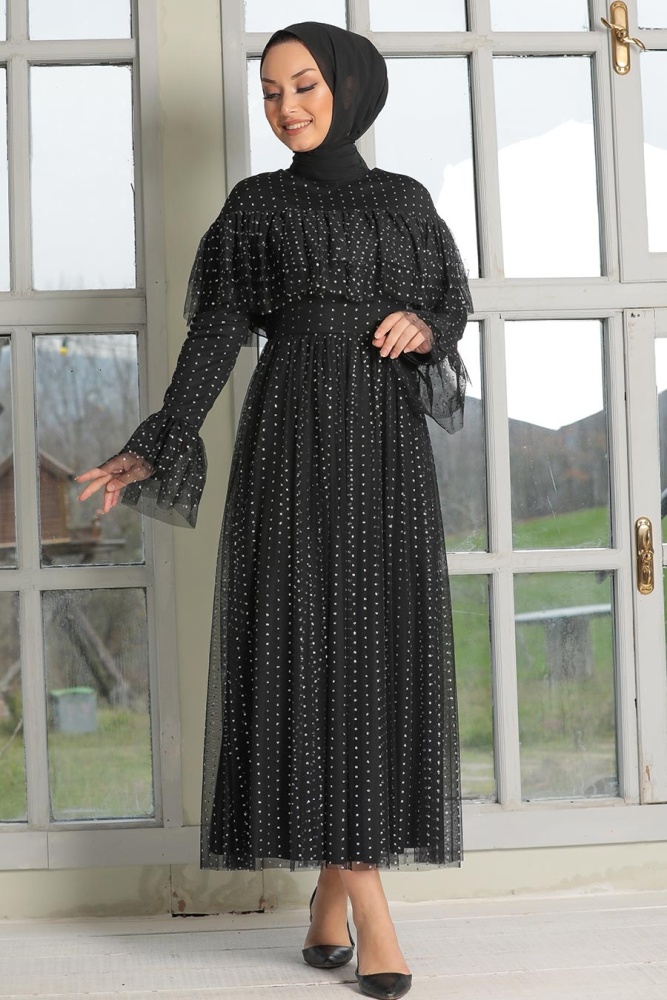 Black Hijab Evening Dress 31793S - 1