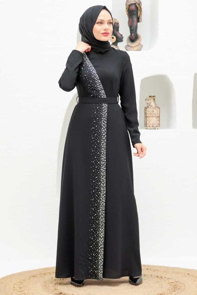 Neva Style - Black Turkish Muslim Wedding Dress 32150S - 1