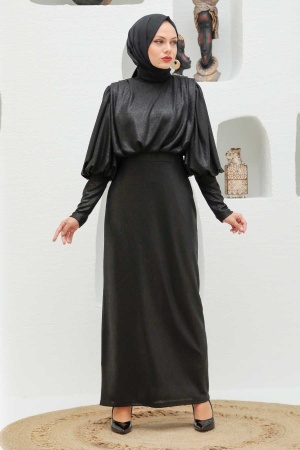 Neva Style - Black Turkish Hijab Wedding Dress 32321S - 2