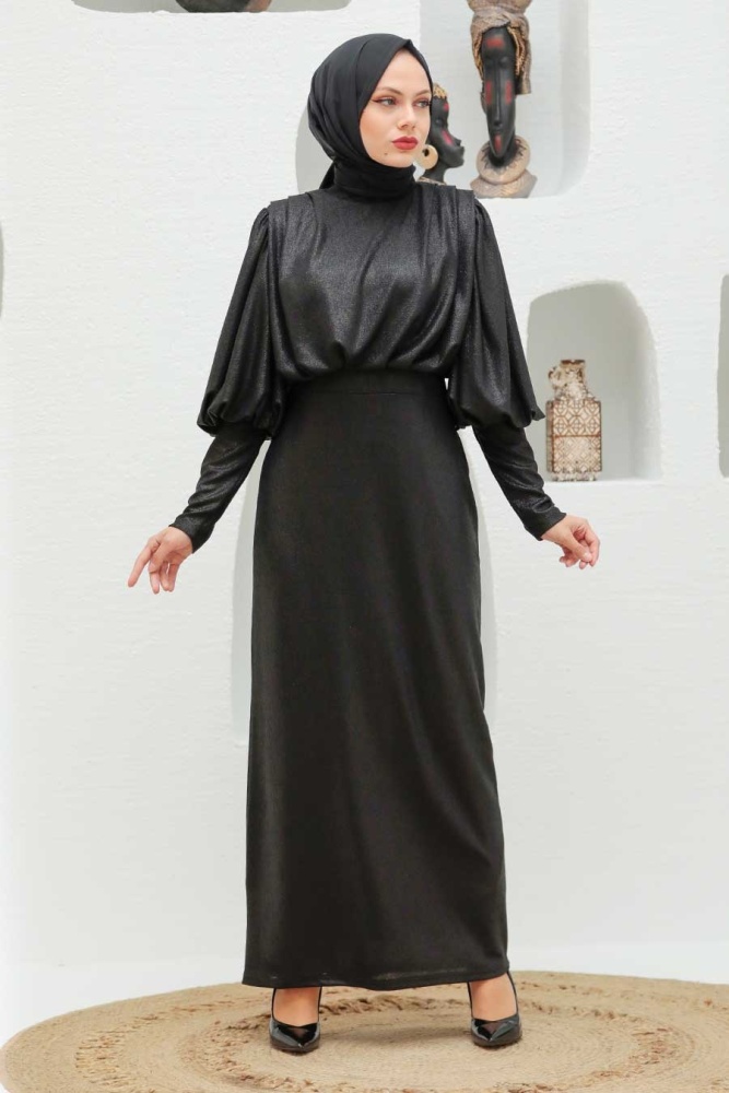 Neva Style - Black Turkish Hijab Wedding Dress 32321S - 2