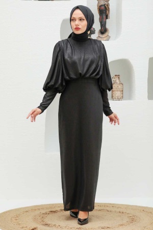 Neva Style - Black Turkish Hijab Wedding Dress 32321S - 1