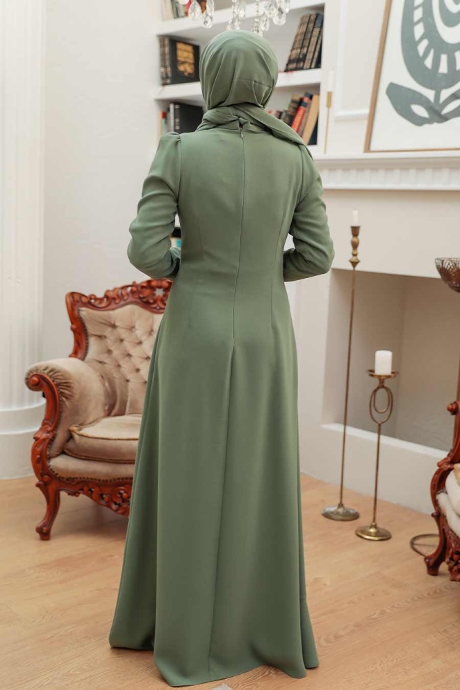 Neva Style - Modern Almond Green Islamic Bridesmaid Dress 32671CY - 2