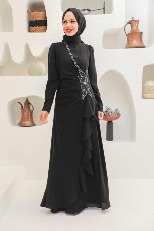 Neva Style - Modern Black Islamic Bridesmaid Dress 32671S - 1