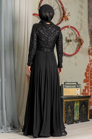 Black Hijab Evening Dress 33130S - Thumbnail
