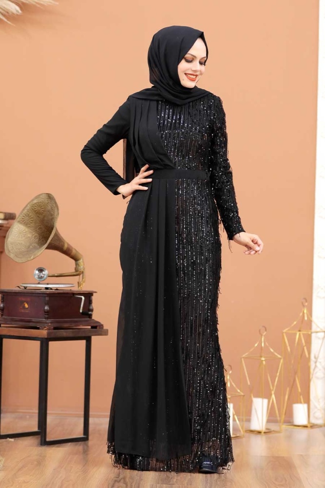 Neva Style - Luxorious Black Islamic Wedding Dress 34291S - 1