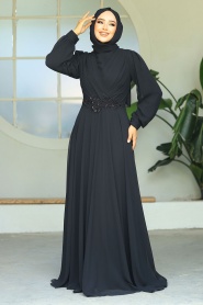 Neva Style - Stylish Black Islamic Evening Gown 3435S - Thumbnail