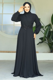 Neva Style - Stylish Black Islamic Evening Gown 3435S - 3