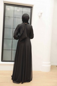 Neva Style - Stylish Black Islamic Evening Gown 3435S - Thumbnail