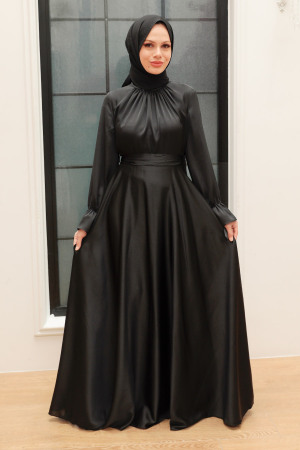 Neva Style - Long Black Modest Prom Dress 3449S - 2