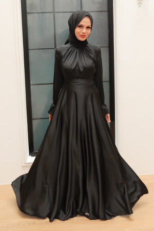 Neva Style - Long Black Modest Prom Dress 3449S - 1