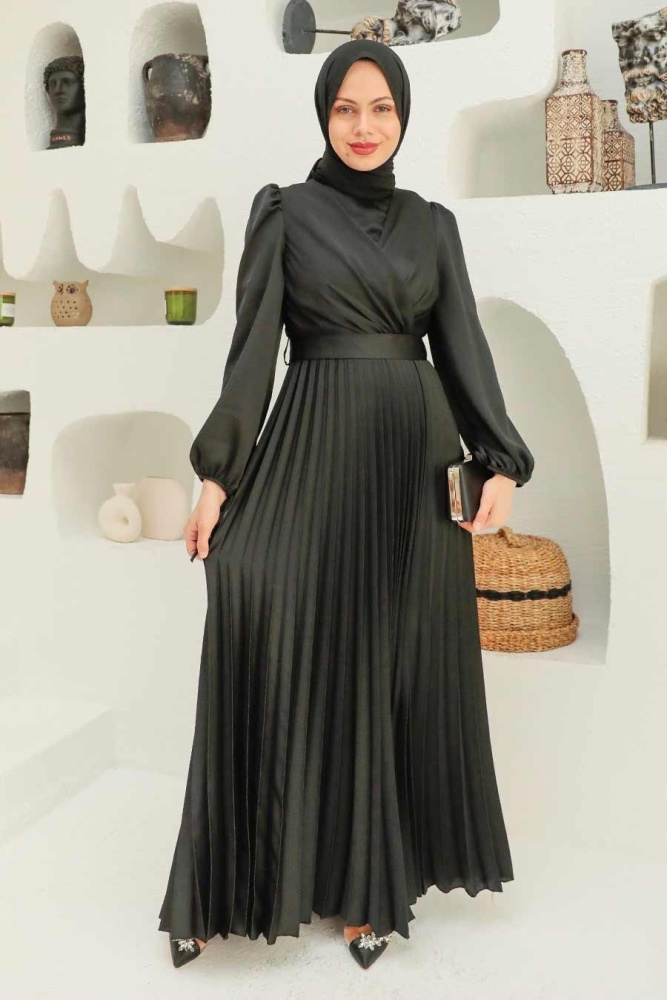 Neva Style - Elegant Black Islamic Clothing Wedding Dress 3452S - 1