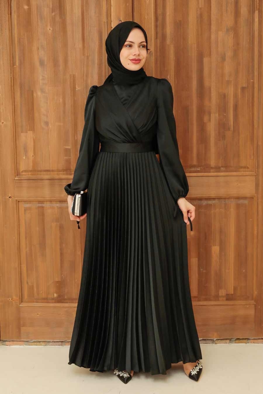 Neva Style - Elegant Black Islamic Clothing Wedding Dress 3452S