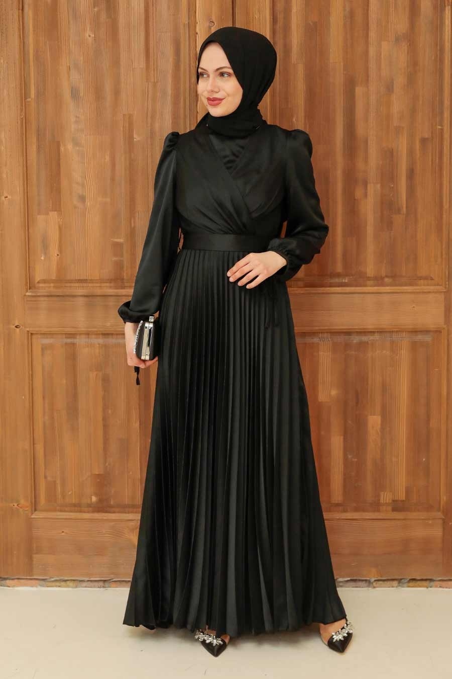 Neva Style - Elegant Black Islamic Clothing Wedding Dress 3452S