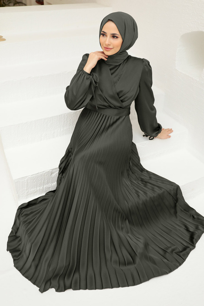 Neva Style - Elegant Black Islamic Clothing Wedding Dress 3452S - 4