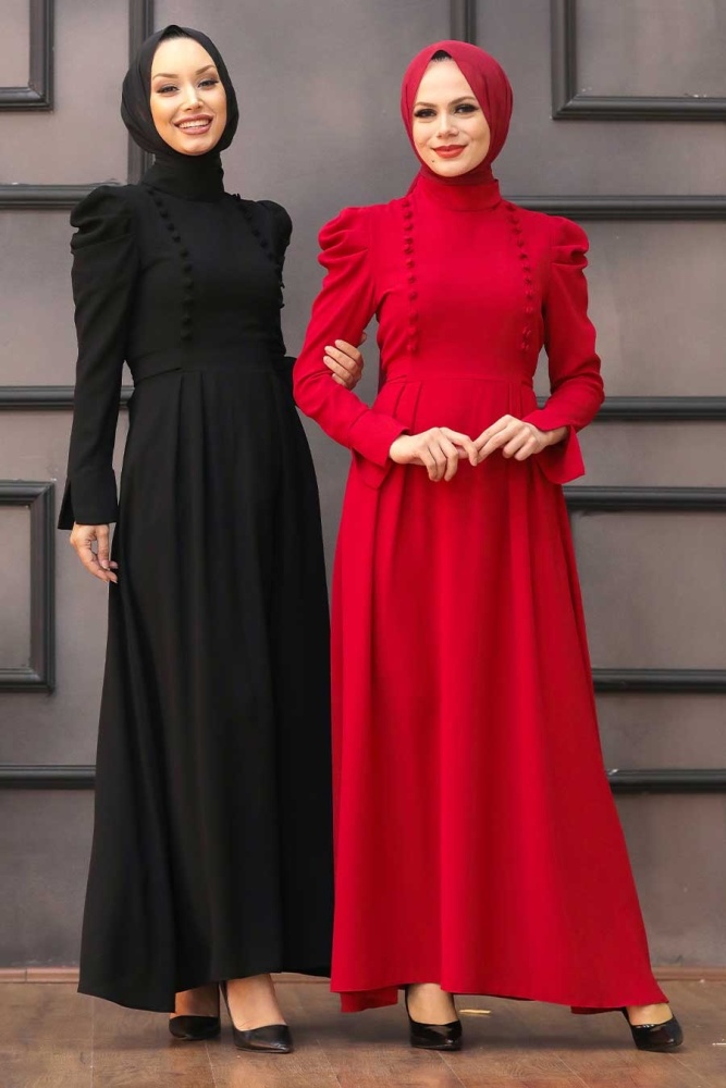 Black Hijab Evening Dress 40710S - 4