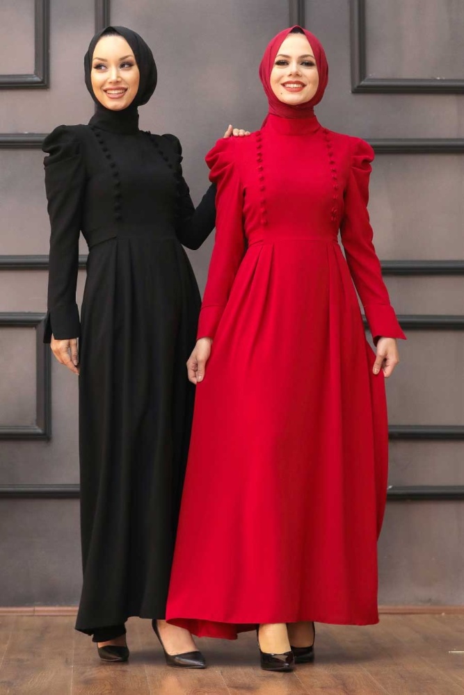 Black Hijab Evening Dress 40710S - 5