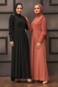 Black Hijab Evening Dress 40720S - Thumbnail