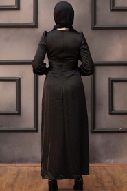 Neva Style - Long Black Hijab Hijab Evening Gown 43650S - Thumbnail