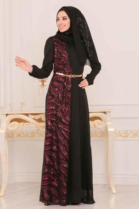 Black Hijab Evening Dress 4469SF