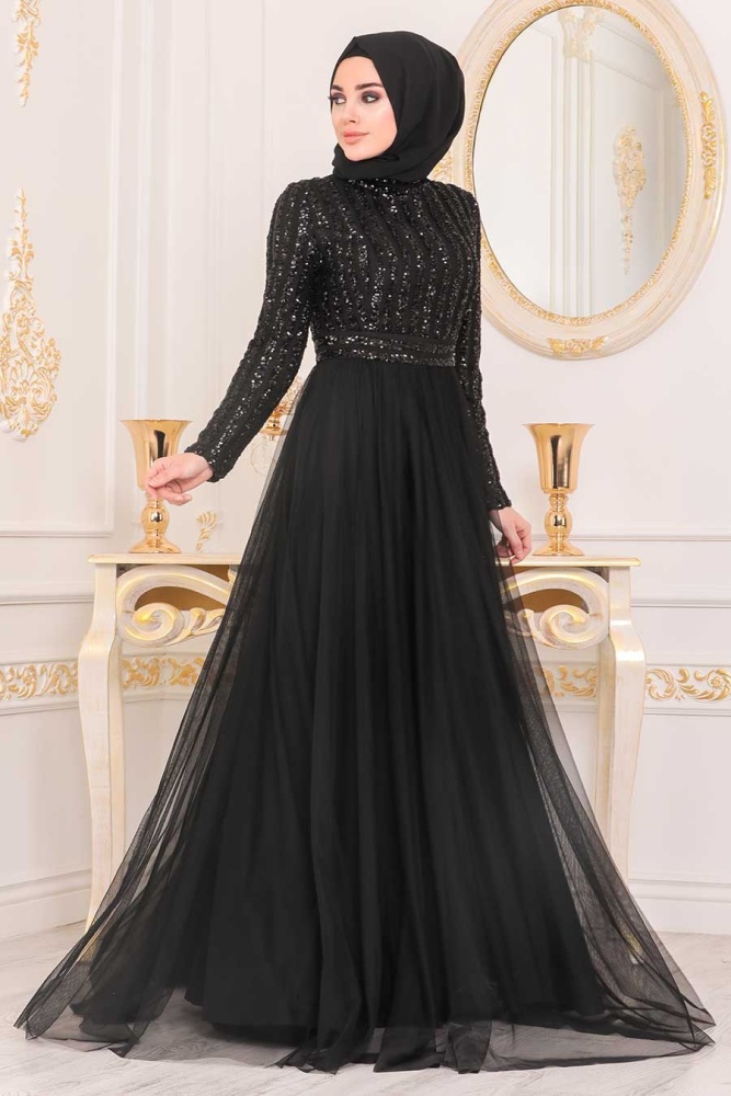 Neva Style - Stylish Black Muslim Wedding Dress 5338S - 1