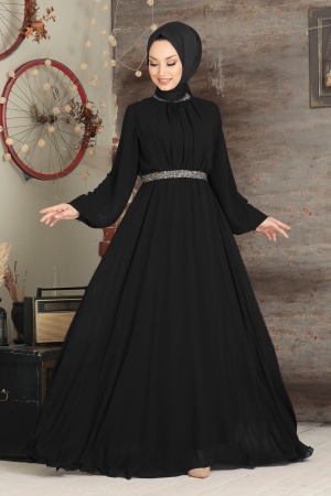 Neva Style - Modern Black Islamic Clothing Wedding Dress 5339S - 1