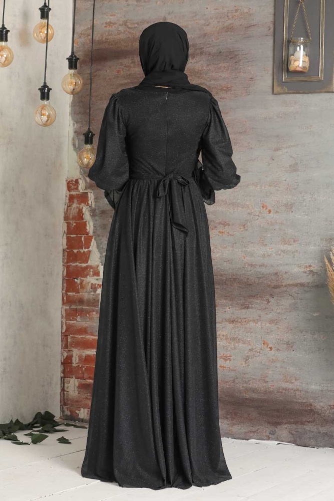 Neva Style - Black Turkish Hijab Bridesmaid Dress 5367S - 2