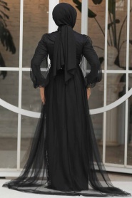 Neva Style - Luxorious Black Hijab Islamic Evening Gown 5383S - Thumbnail