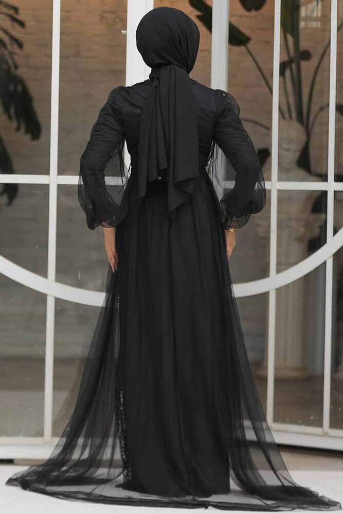 Neva Style - Luxorious Black Hijab Islamic Evening Gown 5383S - 3