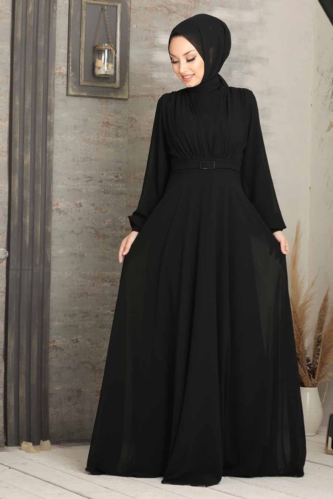 Neva Style - Plus Size Black Islamic Clothing Evening Dress 5422S - 1